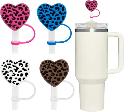 Miniatura 10 de Cubierta de Pajita, 4 Piezas de Tapas para Pajillas para Taza Stanley de 30oz y 40oz con Asa, Tapas de Silicona con Diseño de Sirena para Pajillas