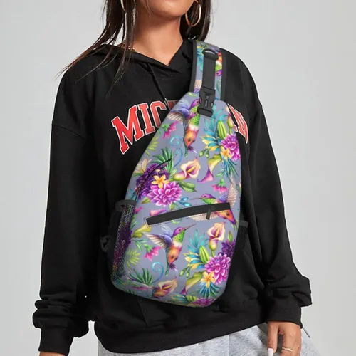 Miniatura 5 de NiuKom Mochila pequeña tipo bandolera para el pecho, bolsa de hombro, gimnasio, ciclismo, viajes, senderismo, mochila para mujeres y hombres, Flores