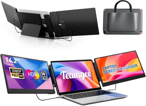 Miniatura 9 de Teamgee Extensor de pantalla para portátil de 14 pulgadas, FHD 1080P IPS triple monitor portátil para portátil de 13 a 17 pulgadas (diagonal)