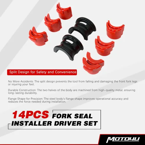 Miniatura 3 de MOTO4U Kit de controlador de sello de horquilla de moto, herramienta universal de sello de horquilla de motocicleta con 12 destornilladores