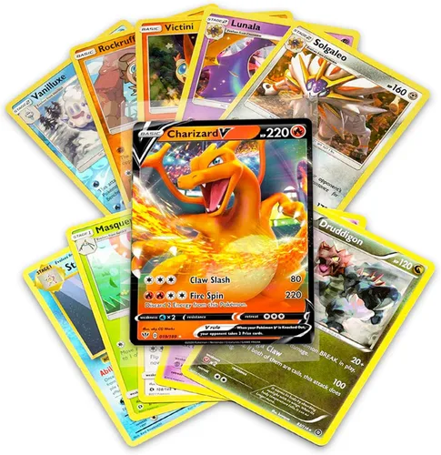 Miniatura 3 de Colección de más de 50 cartas oficiales de Pokémon con 5 holográficas en cualquier combinación y al menos 1 carta rara, GX, EX, FA, Tag Team