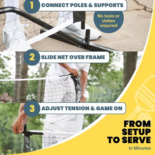 Miniatura 4 de Boulder Portable Badminton Pickleball Net - Foldable/Extendable Poles for Multiple Sports Heights (UP to 5 ft) - Ideal for Tennis, Pickleball, Negro