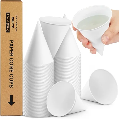 Miniatura 11 de Roshtia 800 tazas de cono de papel gruesas desechables para hielo afeitado, dispensador de enfriador de agua para granizados, color blanco