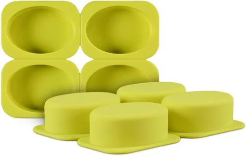 CANDeal Juego de 2 moldes de jabón de silicona, 4 cavidades, moldes de jabón ovalados de silicona para manualidades caseras, moldes de pastel,