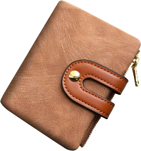 Miniatura 29 de AOXONEL Cartera pequeña de cuero plegable Rfid para mujer, con cremallera, bolsillo para tarjeta de identificación, delgada, compacta y delgada