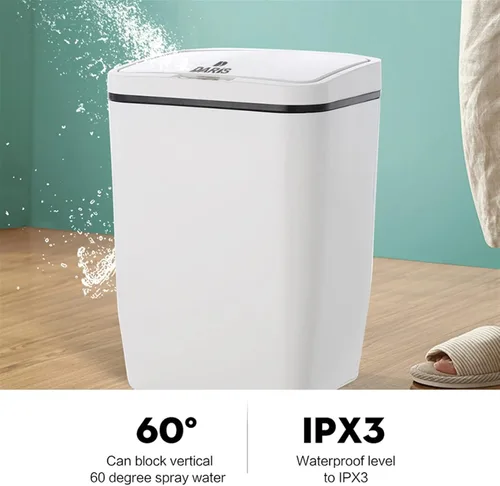 Miniatura 5 de BONAD Basurero de cocina de 12 litros de inducción para dormitorio, sala de estar, baño con tapa, papelera para el hogar, papelera automática