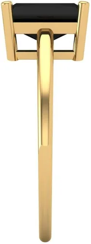 Miniatura 3 de Anillo de 2.0 quilates de talla esmeralda brillante con solitario de ónice negro natural impecable, ideal para VVS1, 4 puntas, compromiso, boda