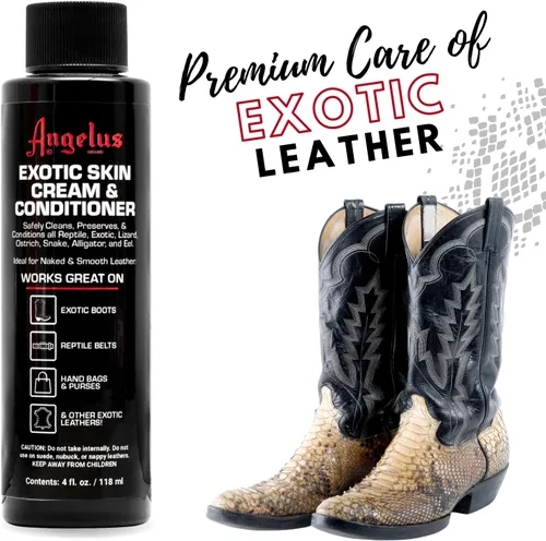 Miniatura 2 de Angelus Acondicionador y limpiador de cuero exótico, 8 onzas – Acondicionador y limpiador profundo de reptiles para zapatos, botas, cinturones