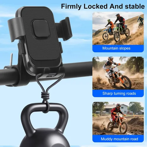 Miniatura 4 de Soporte de teléfono para motocicleta, bloqueo automático a prueba de golpes, anti-vibración, rotación de 360°, soporte de teléfono celular