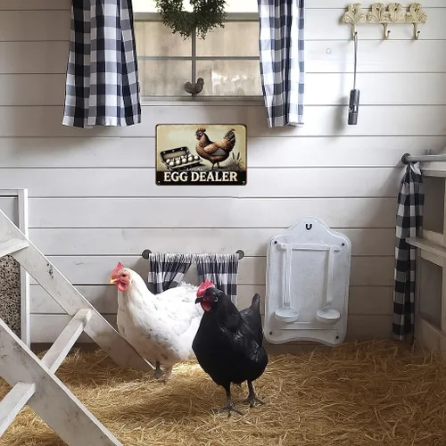 Miniatura 3 de Smilelife Funny Chicken Gifts Relax Local Egg Dealer - Letrero de lata para el hogar, granja, gallinero, casa de campo, Kicthen decoración