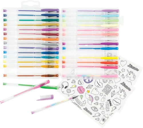 Miniatura 4 de Three Cheers for Girls by Make It Real - Juego de 30 bolígrafos de gel de colores con metal, pastel, neón, arcoíris y purpurina, bonitos bolígrafos