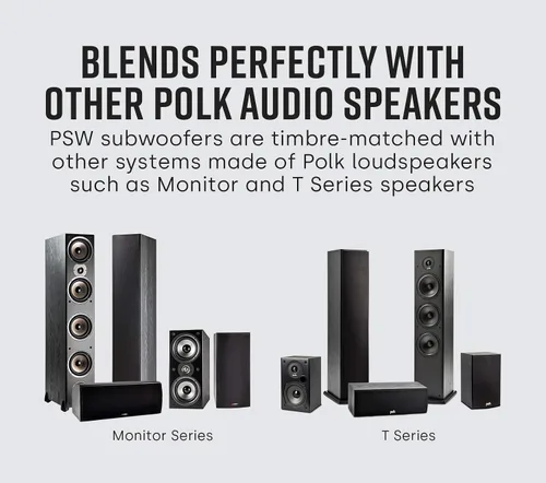 Miniatura 6 de Polk Audio PSW10 - Subwoofer amplificado de 10 pulgadas para audio doméstico - Tecnología Power Port, hasta 100 vatios, graves potentes en diseño