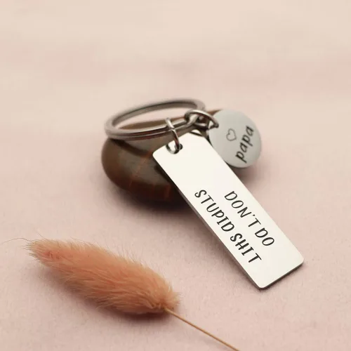 Miniatura 2 de Huiuy Llavero divertido con texto en inglés Don't Do Stupid Shit para adolescentes, hijo, hija, de mamá, papá, humor, sarcasmo, regalo