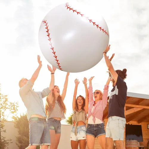 Miniatura 4 de Meooeck 2 pelotas inflables gigantes de béisbol de 40 pulgadas para playa, pelotas deportivas inflables de béisbol blanco, juegos de piscina