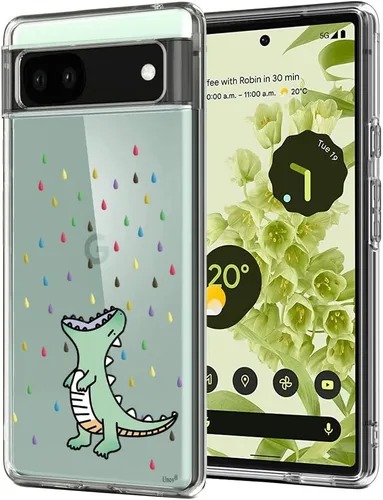 Miniatura 10 de Unov Funda para Pixel 6a, transparente con diseño, ajuste delgado, buen agarre, funda de teléfono en relieve, cubierta protectora a prueba