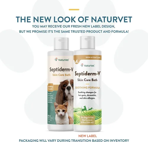 Miniatura 2 de NaturVet Septiderm-V Gel de baño para el cuidado de la piel para perros y gatos, suplemento de salud de mascotas para dermatitis, alergias