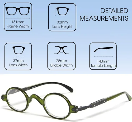 Miniatura 6 de Calabria R314/R501S - Gafas de lectura redondas de metal para hombres y mujeres, lentes de profesor, lectores vintage, estilo clásico, retro, moda