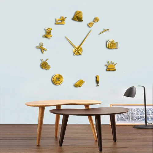 Miniatura 7 de The Geeky Days Tailor Shop Reloj de pared gigante de bricolaje, costurera, costurera, maniquí, máquina de coser, barra de agujas, reloj grande
