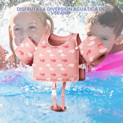 Miniatura 7 de Chaleco de natación para niños pequeños, flotadores para niños de 20 a 66 libras, chaleco de natación para niños pequeños que aprenden a nadar, Rosa