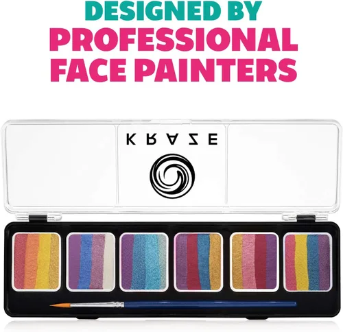Miniatura 3 de Kraze FX Splash Glam - Paleta metálica de 6 colores para tartas divididas (6 gm) con pincel, activada por agua, hipoalergénica, segura, no tóxica