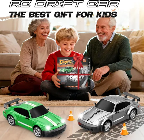 Miniatura 5 de Coche RC Drift, Coche de Control Remoto a Escala 1:24 con Luces LED, Coches RC de Alta Velocidad 20KM/H 4WD, Coche de Juguete de Carreras y Derrapes