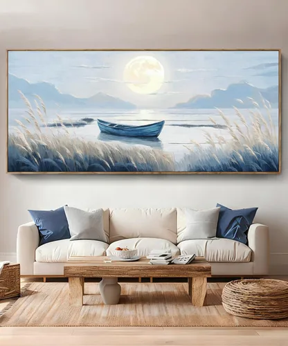 Miniatura 9 de Arte de pared para baño, decoración costera, barco náutico en la playa, lienzo con imagen de gaviota del océano, paisaje marino, arte de granja