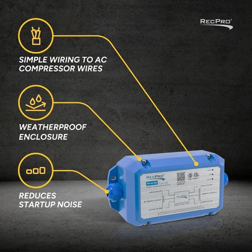 Miniatura 3 de RecPro RV AC Soft Starter Reduce el arranque de corriente en un 75% Arranque silencioso Indicadores de falla LED Resistente al clima IP65