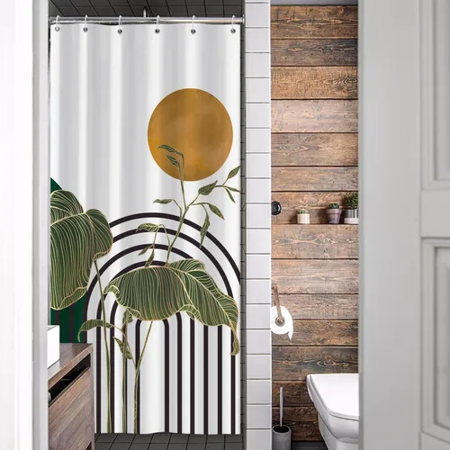 Miniatura 9 de Cortina de ducha abstracta bohemia para decoración de baño, moderna planta tropical, decoración botánica de hojas de palmera, decoración de baño