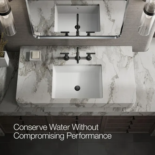 Miniatura 11 de KOHLER K-14406-4-BL Purist® Grifo de Lavabo de Baño Extendido, 3 Agujeros, Grifos de Baño con Manijas de Palanca Baja y Caño de Cuello de Cisne