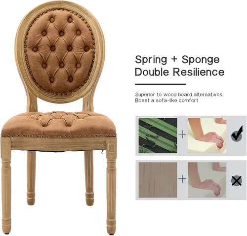 Miniatura 6 de ODUSE-DAILY French Country - Juego de 2 sillas de comedor de color caramelo, sillas de cocina y comedor, sillas de cocina de piel sintética, Ámbar