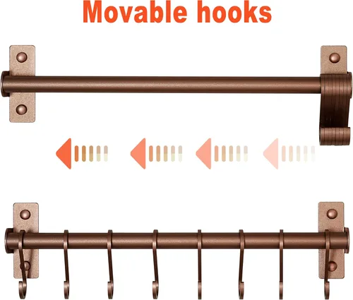 Miniatura 7 de Dseap Soporte para Utensilios de Cocina, Estante para Ollas y Sartenes Montado en la Pared, Riel de Cocina con 8 Ganchos para Colgar Utensilios