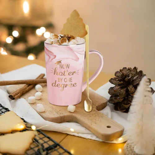 Miniatura 4 de YHRJWN Regalos de Graduación de Navidad, Taza de Café Now Hotter By One Degree, Regalos de Graduación de Navidad para Ella Chicas Amigas, Taza
