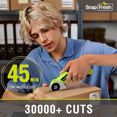 Miniatura 2 de SnapFresh 4V Tijeras Eléctricas Inalámbricas - Cortador de Caja Rotativo Recargable con Batería de 2.0Ah, 2 Cuchillas Autoafilantes, Luz LED
