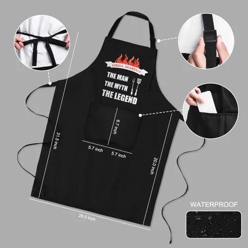 Miniatura 2 de LYLPYHDP Delantales divertidos para hombres, correa ajustable para el cuello, impermeable y resistente al aceite. Perfecto para asar a la parrilla