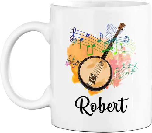 Miniatura 15 de Taza de café blanca con nombre personalizado para reproductor de piano, 11 y 15 onzas, taza de café con instrumento musical de piano, regalos