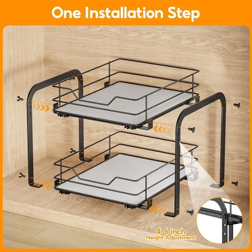 Miniatura 7 de Organizador de especias extraíble para gabinetes, estante de especias extraíble de 2 niveles, organizador de especias deslizante para gabinetes