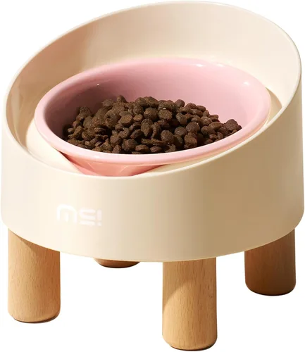 Miniatura 14 de MS!MAKE SURE Cuencos ajustables elevados para gatos, Cuencos elevados de cerámica para gatos, Tazón para mascotas con almohadilla de goma SF-Rosa