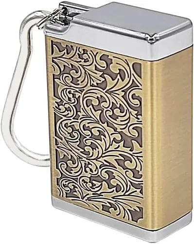 Miniatura 9 de Hourwof Cenicero portátil de metal con tapa, cenicero de bolsillo al aire libre para cigarrillos, lindas bandejas de ceniza de viaje con llavero