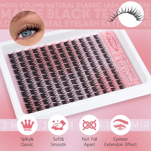 Miniatura 4 de Extensiones de pestañas en racimo naturales, racimos de pestañas suaves de 9-12 mm, pestañas individuales de volumen, 132 piezas, racimos