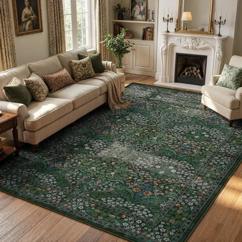 Miniatura 41 de Lahome Tapete floral lavable, suave, para entrada y cocina, 2 x 3 pies, antideslizante, bohemio, ultradelgado, fácil de limpiar, para interior, Azul