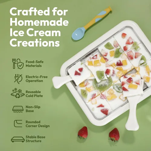 Miniatura 4 de Máquina de helados enrollados, rodillo de bandeja de congelación instantánea para rollo de helado casero de yogur congelado y sorbete de gelato