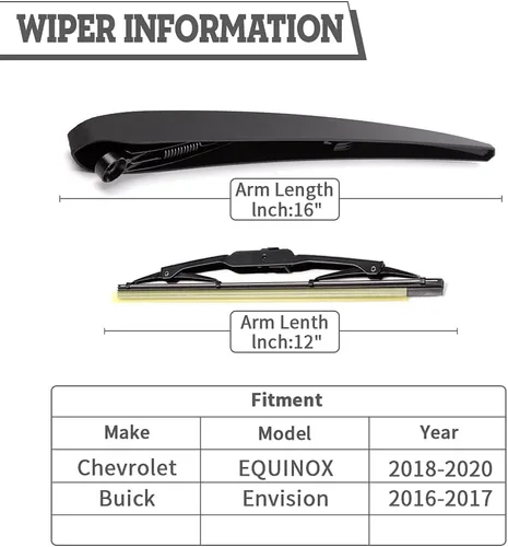 Miniatura 2 de Juego de tuercas para brazo de limpiaparabrisas trasero, reemplazo para Chevrolet Chevy Equinox GMC Terrain 2018-2021, Buick Envision 2016-2020