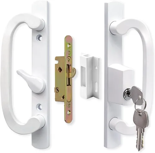 Miniatura 8 de ALLYWASAI Juego de manijas para puerta corredera de patio con cerradura de mortaja, cilindro de llave y pasador, juego de cerradura de manija