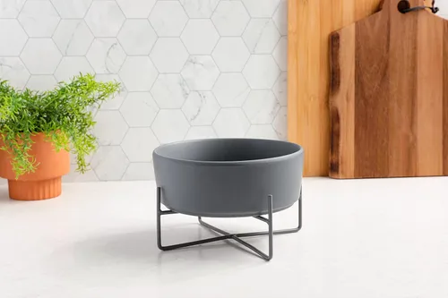 Miniatura 4 de Waggo Simple - Soporte sólido para cuenco y cuenco para perro, soporte de hierro individual con comedero de cerámica individual o cuenco de agua