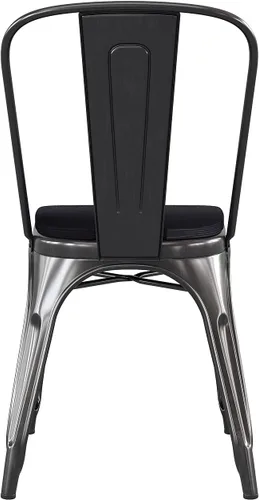 Miniatura 5 de Flash Furniture Perry - Silla apilable comercial para interiores y exteriores con asiento de poliestireno, marco de metal dorado envejecido, asiento