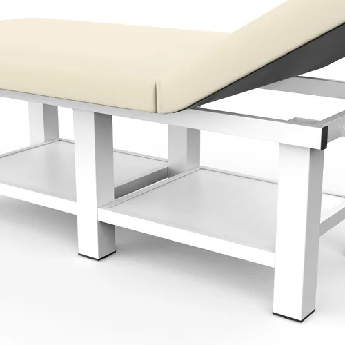 Miniatura 9 de pouseayar Mesa de masaje estacionaria ancha gris beige con respaldo para mesa de tratamiento, mesa de terapia física, cama facial de spa, marco
