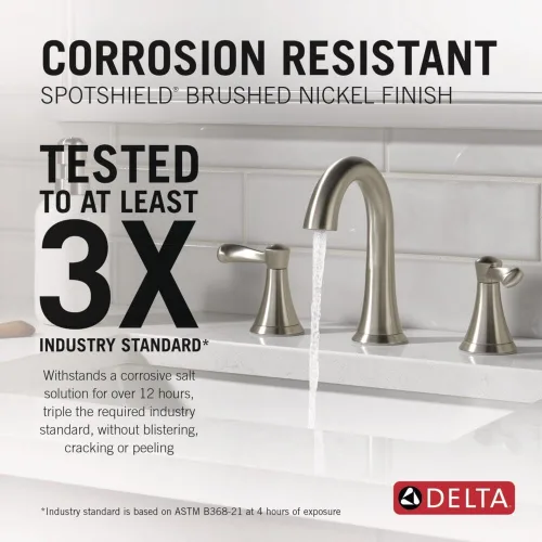 Miniatura 2 de Delta Faucet Esato - Grifo de baño generalizado de níquel cepillado, grifo de baño de 3 agujeros, grifo de lavabo de baño, ensamblaje de drenaje