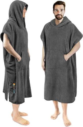 Miniatura 9 de SUN CUBE Poncho de surf cambiador con capucha Toalla de microfibra absorbente de secado rápido con bolsillo para surfear, hombres y mujeres
