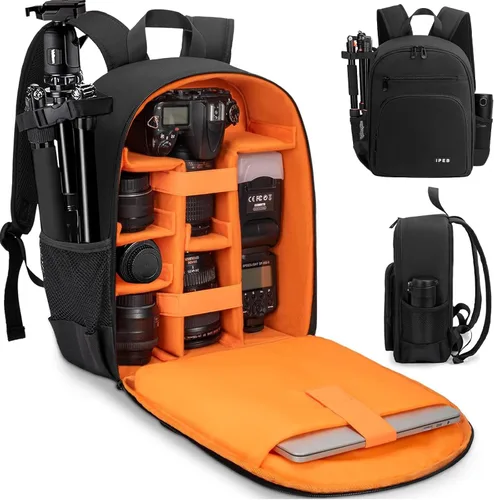 Mochila para cámara DSLR/SLR/sin espejo, funda impermeable profesional para cámara de 11 x 5.9 x 15 pulgadas para fotógrafos, gris, negro, naranja