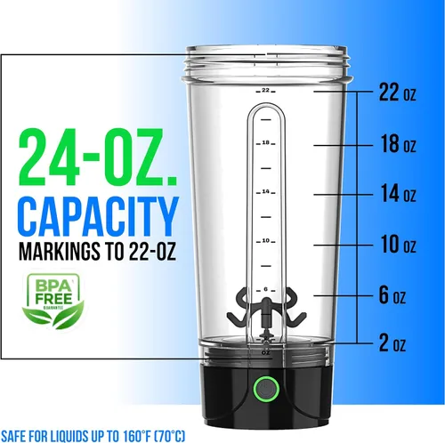 Miniatura 6 de VELOMIX Botella agitadora de proteínas eléctrica - 24 oz Recargable USB-C Vasos agitadores a prueba de fugas para batidos de proteínas